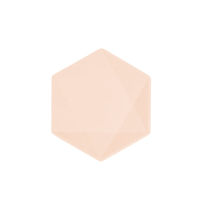 6 sechseckige Teller 15,8 x 13,7 cm, apricot