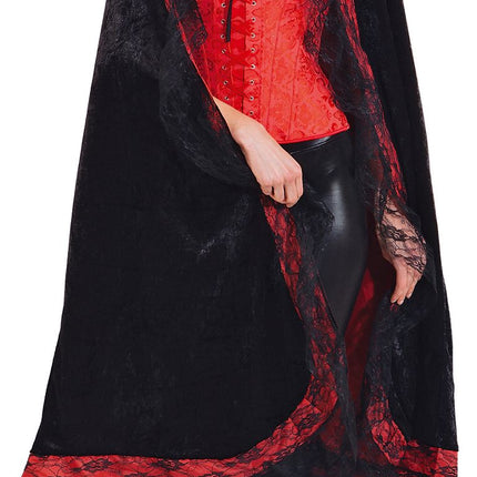 Halloween Cape Schwarz Rot Spitze