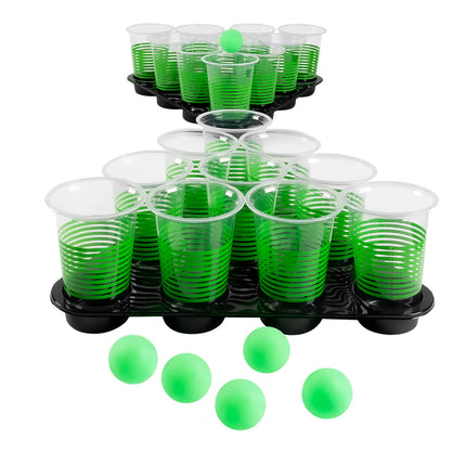 Beer-Pong-Deluxe-Set (20 Becher, 6 Bälle, 2 Tabletts)