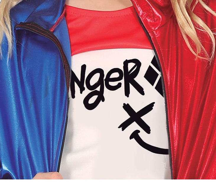 Harley Quinn Halloween Kostüm Mädchen Rot Blau