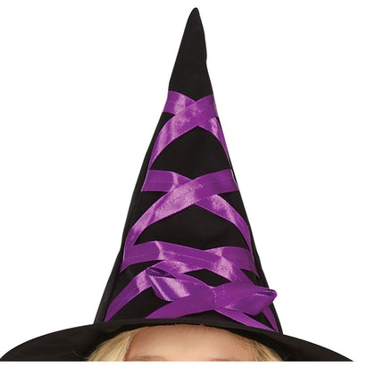 Hexe Halloween Kostüm Mädchen Schwarz Lila