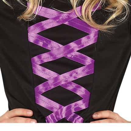 Hexe Halloween Kostüm Mädchen Schwarz Lila