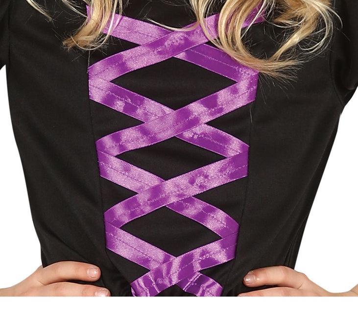 Hexe Halloween Kostüm Mädchen Schwarz Lila