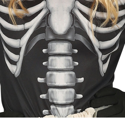 Skelett Halloween Kostüm Mädchen Schwarz