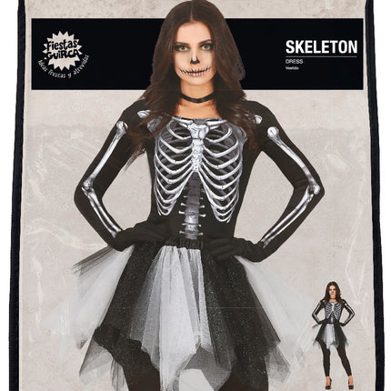 Skelett Halloween Kleid Damen Schwarz