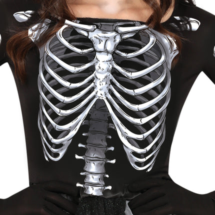 Skelett Halloween Kleid Damen Schwarz