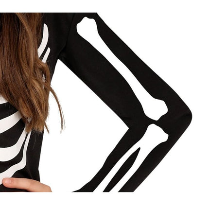 Skelett Halloween Kostüm Mädchen Schwarz Weiß
