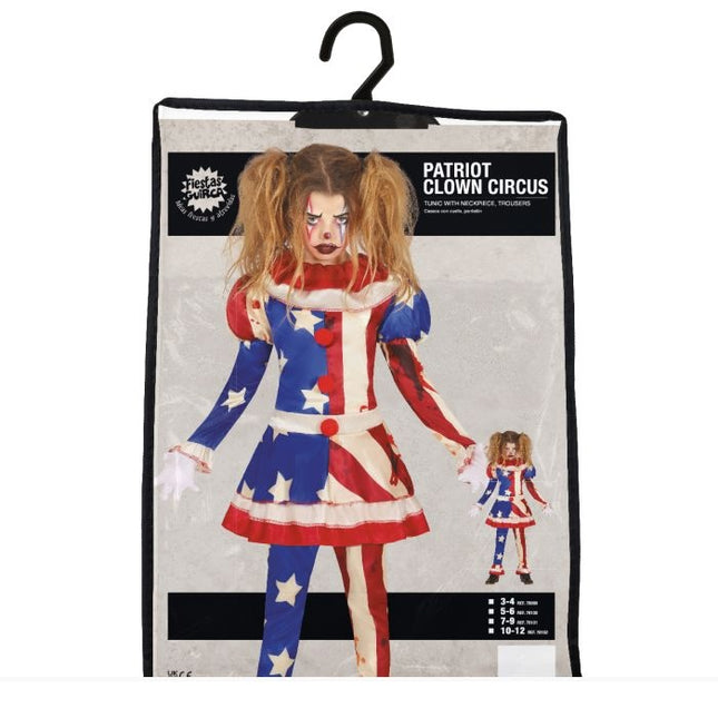 Horror Clown Halloween Kostüm Mädchen Blau Rot