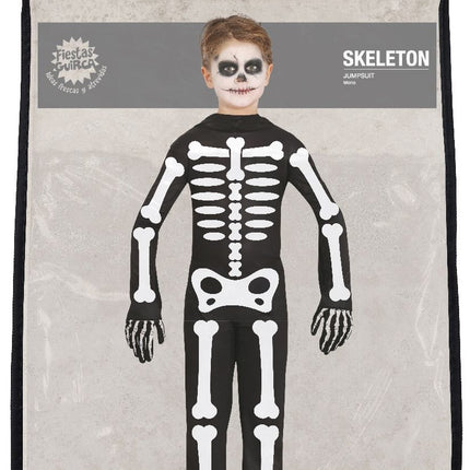 Skelett Halloween Kostüm Kind Weiß Schwarz