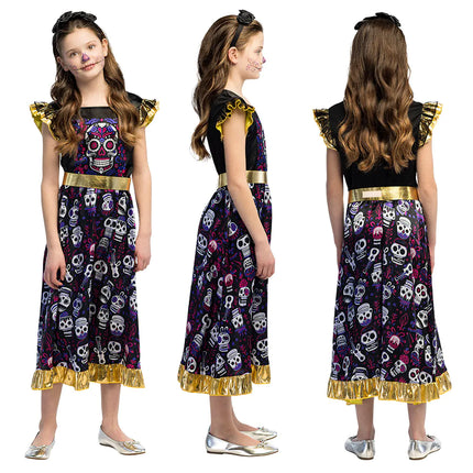Dia De Los Muertos Kleid Girl Ruffle Sleeves