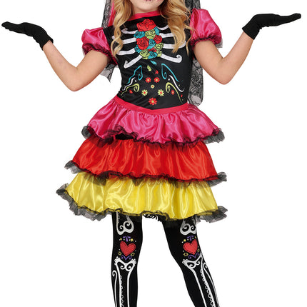 Dia De Los Muertos Jurk Meisje Skelet