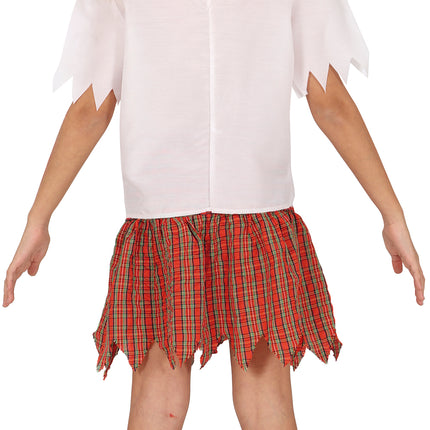 Schoolmeisje Kostuum Rood Wit Zombie