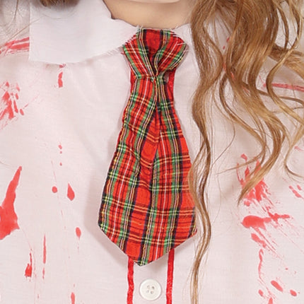 Schoolmeisje Kostuum Rood Wit Zombie