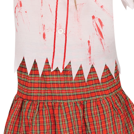 Schoolmeisje Kostuum Rood Wit Zombie