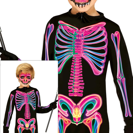 Halloween Kostüm Kind Neon Skelett