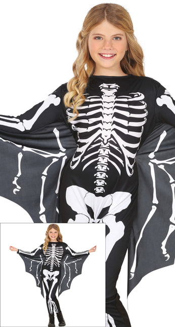 Halloween Kostüm Schwarz Weiß Kind Fledermaus Skelett