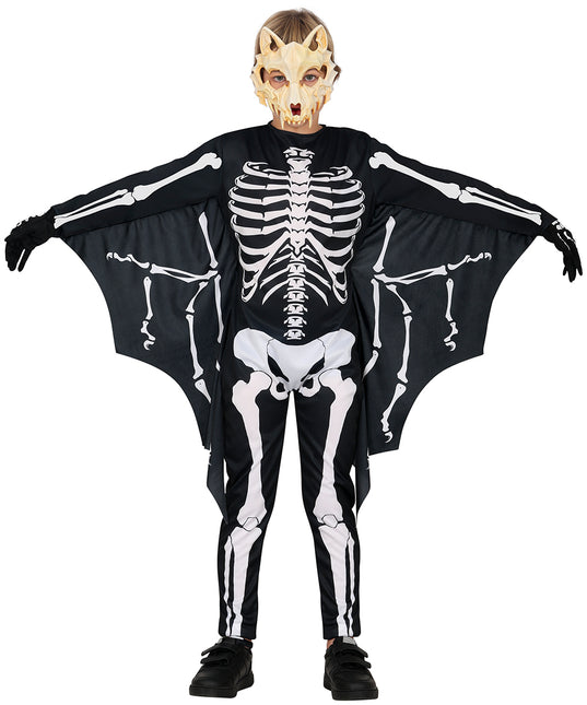 Halloween Kostüm Schwarz Weiß Kind Fledermaus Skelett