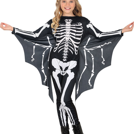 Halloween Kostüm Schwarz Weiß Kind Fledermaus Skelett