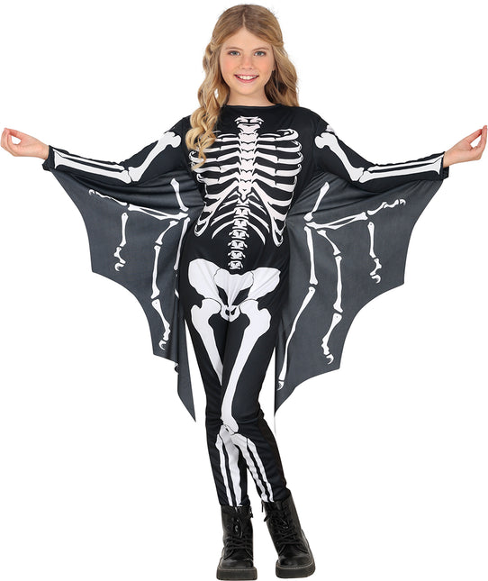 Halloween Kostüm Schwarz Weiß Kind Fledermaus Skelett