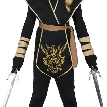 Ninja Anzug Schwarz Gold Mädchen