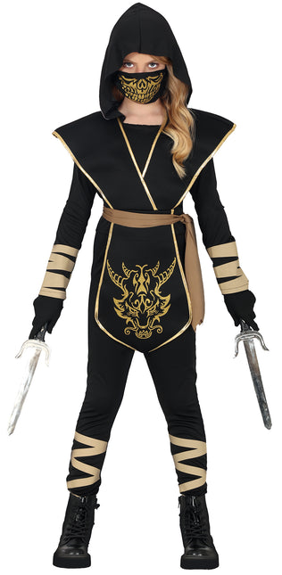 Ninja Anzug Schwarz Gold Mädchen