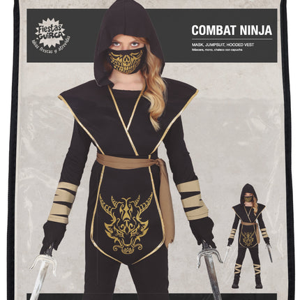 Ninja Anzug Schwarz Gold Mädchen