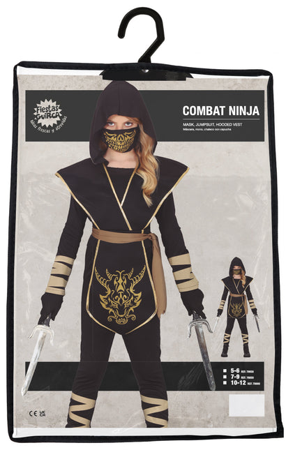 Ninja Anzug Schwarz Gold Mädchen