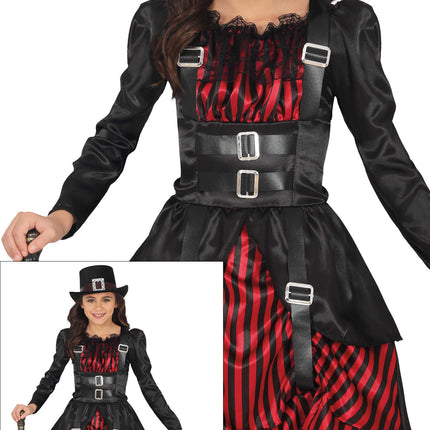 Halloween Kleid Rot Schwarz Mädchen Gothic