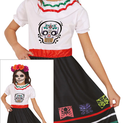 Dia De Los Muertos Kleid Mädchen Totenkopf
