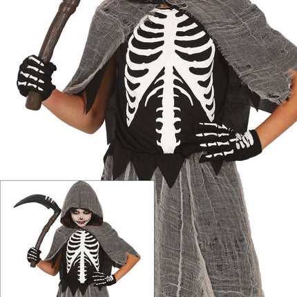 Halloween Kleid Mädchen Skelett Sensenmann