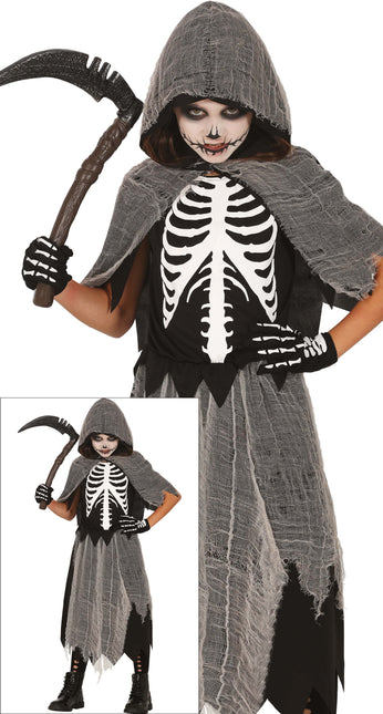 Halloween Kleid Mädchen Skelett Sensenmann
