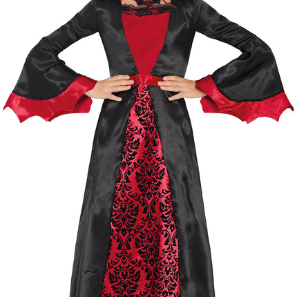 Halloween Kostüm Schwarz Rot Mädchen Vampir Lang