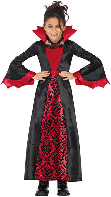 Halloween Kostüm Schwarz Rot Mädchen Vampir Lang