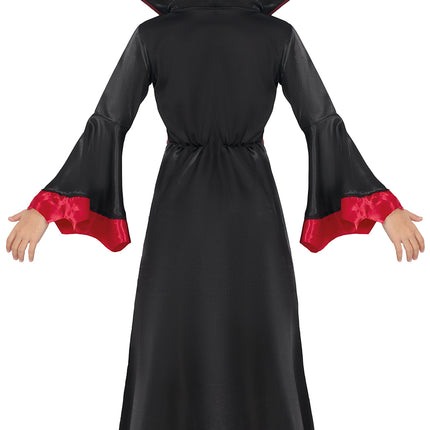 Halloween Kostüm Schwarz Rot Mädchen Vampir Lang