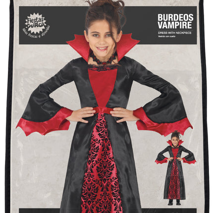 Halloween Kostüm Schwarz Rot Mädchen Vampir Lang