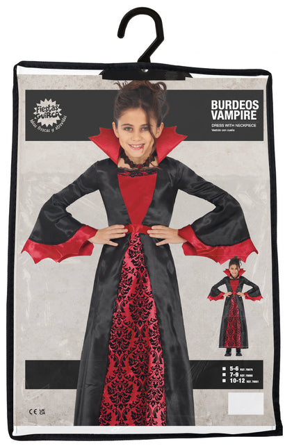 Halloween Kostüm Schwarz Rot Mädchen Vampir Lang