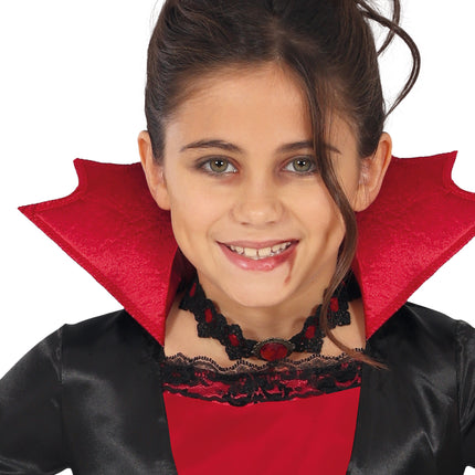Halloween Kostüm Schwarz Rot Mädchen Vampir Lang