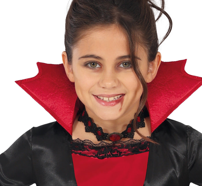 Halloween Kostüm Schwarz Rot Mädchen Vampir Lang
