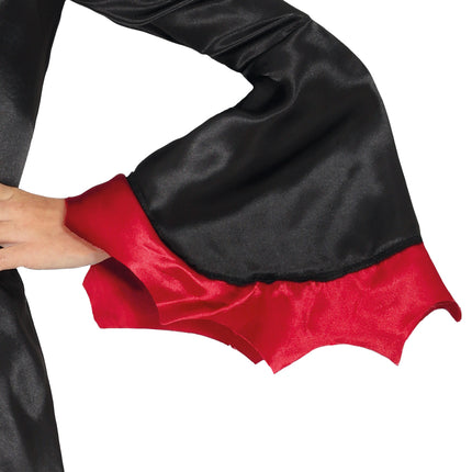 Halloween Kostüm Schwarz Rot Mädchen Vampir Lang