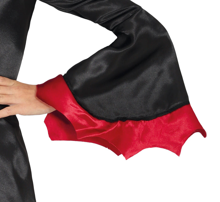 Halloween Kostüm Schwarz Rot Mädchen Vampir Lang