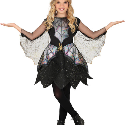 Halloween Kleid Mädchen Spinnweben und Spinne