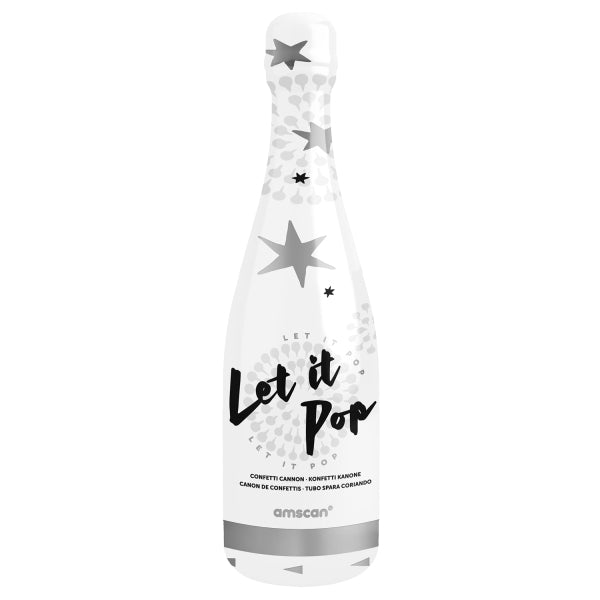Konfetti Flasche Silber 32cm