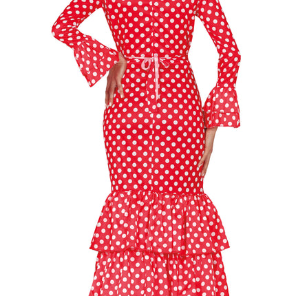 Spanisches Kleid Flamenco Weiß gepunktet