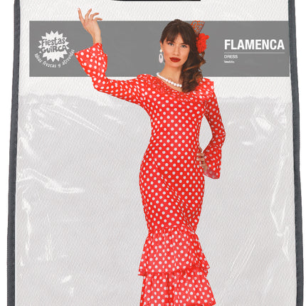 Spanisches Kleid Flamenco Weiß gepunktet