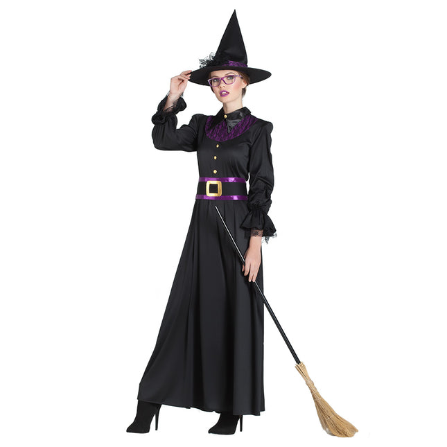 Halloween Kleid Schwarz Damen Hexe