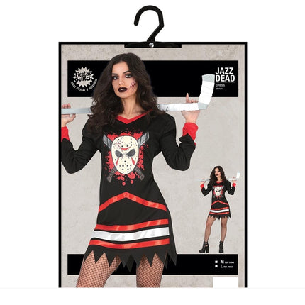 Eishockey Halloween Kostüm Damen Rot Schwarz