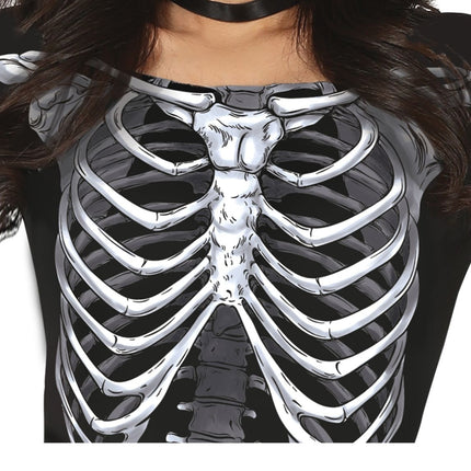 Skelett Halloween Kleid Damen Schwarz
