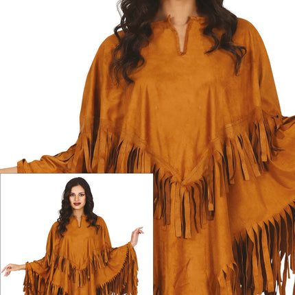 Poncho Damen Braun M