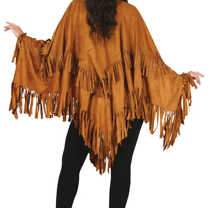 Poncho Damen Braun M