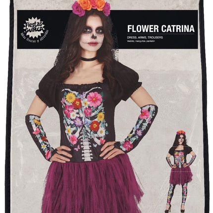 Skelett Halloween Kostüm Damen Tutu Blumen